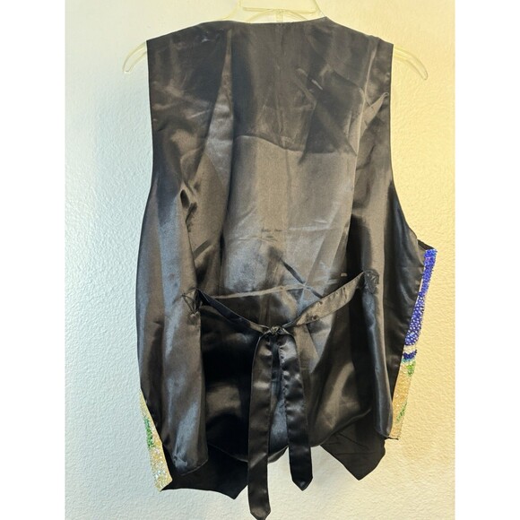 80s 90s Flamingo Sequin Sea Shell Vest Tropical Sparkle Palm Tree Large Beach - Picture 6 of 12